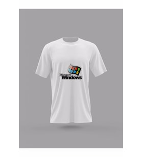Nostalji Microsoft Logo Sticker Tasarım Baskılı T-Shirt