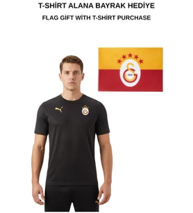Galatasaray Orijinal Lisanslı Sıfır Yaka Siyah A Takım Antrenman T-Shirt BAYRAK Hediyelik Kutu