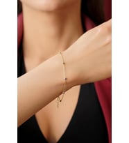 14 Ayar Altın Tek Sıra Zincirli Dorika Top Detaylı Bileklik