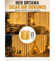 300 LED Perde Işık – Sıcak Beyaz Dekoratif Aydınlatma Yeni Nesil