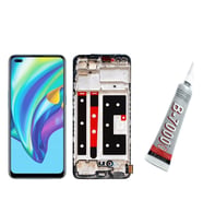 RENO 4 LİTE Uyumlu Ekran Dokunmatik Çıtalı OLED + (SİYAH) B7000 YAPIŞTIRICI