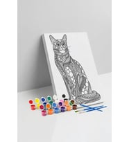 Kedi Desenli Mandala Tuval Boyama Seti 40x50 cm