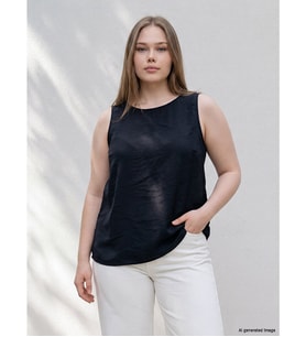 LCW Curve Siyah Büyük Beden Modal Karışımlı Bluz