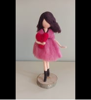 Keçe biblo bebek,dorlion keçe (Pembe-Sıyah)