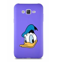 Samsung Galaxy J7 Core Soft Premier Kapak Donald Duck-B Tasarımlı Silikon Kılıf - Mor (Şeffaf)