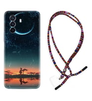 Huawei Nova Y70 Y90 Nova 9 SE  Kılıf Boyun Asklı Rasta Silikon Ay ve Kız 1720