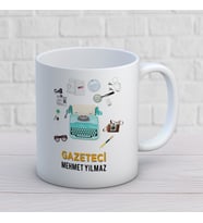 KİŞİYE ÖZEL GAZETECİ MESLEK KUPA BARDAK