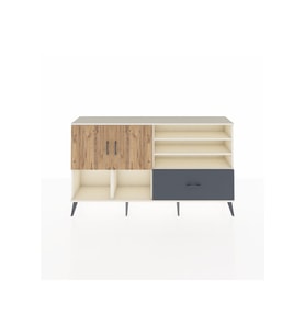 Arges Konsol 7 Raflı Tek Çekmeceli 2 Kapaklı 176x30x99 Aytaşı-Çam/Antrasit