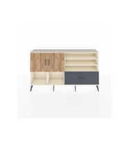 Arges Konsol 7 Raflı Tek Çekmeceli 2 Kapaklı 176x30x99 Aytaşı-Çam/Antrasit