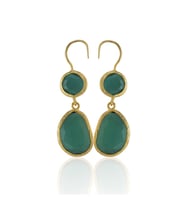Kadir Jewellery 22 Ayar Altın Kaplama Kadın Taşlı Küpe -El İşçiliği Ve Hipoalerjenik Küpe (K.Yeşil)