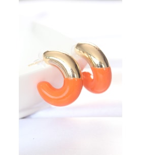 Ccb Turuncu Gold Çift Renk Küpe - Tj-Bkp8873