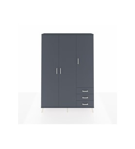 Arges Gardrop 6 Raflı 3 Çekmeceli Tek Askılı 132x30x195 Antrasit-Antrasit