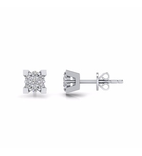0,08 Karat Pırlantalı Küpe (Altın-Beyaz)