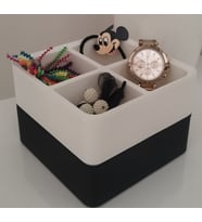 Dört Bölmeli Masa Üstü Organizer (Üst Üste Yerleştirilebilir)  Yüksek Kaliteli 3D Baskı Çevre Dostu PLA Hammadde (Beyaz)