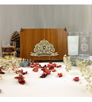 Ahşap Kutulu Retro Tasarımlı İsim & Tarih Yazılı 2'li Rakı & Viski Kadehi Seti