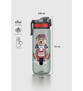 Renga Rybo-X Desenli 630 ml Tritan Çocuk Matara 912163 Mavi (Siyah)