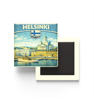 Retro Finlandiya Helsinki Şehri Temalı Vintage Buzdolap Magneti – 9x9 cm