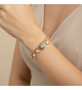 STİL İNCİSİ/XUPING JEWELRY NAZAR BONCUKLU,KALPLİ BİLEKLİK