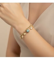 STİL İNCİSİ/XUPING JEWELRY NAZAR BONCUKLU,KALPLİ BİLEKLİK