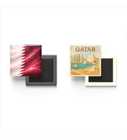 Buzdolap Magnetleri - Katar Bayrağı ve Paper Cut Tema - 2'li Set Magneti