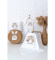 Pia Baby Premium %100 Pamuk Hastane Çıkışı Tulumlu Yenidoğan Kız Bebek Hediye Seti 5078-03 (Ekru)