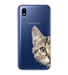 Samsung Galaxy A2 Core Uyumlu Kapak Catface Tasarımlı Şeffaf Silikon Kılıf