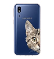 Samsung Galaxy A2 Core Uyumlu Kapak Catface Tasarımlı Şeffaf Silikon Kılıf