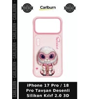 iPhone 17 Pro / 18 Pro Tavşan Desenli Silikon Kılıf 2.0 3D Seri Karakterli Telefon