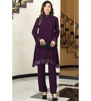Umay Şifon Tunik Pantolon İkili Tesettür Takım Gri