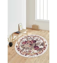 Dijital Baskılı Kaymaz Taban Yıkanabilir Yuvarlak Salon Halısı Koridor Halısı Paspas NDY-HT-451 (Bej)