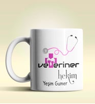 Kişiye Özel Veteriner Hekim 2 Tasarımlı Beyaz Kupa Bardak