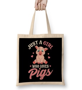 Adorable Just a Girl Who Loves Pigs Women Bez Çanta Uzun Saplı
