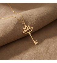 Lotus Anahtar Model Numara Kolye 925K Gümüş (Gold)