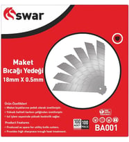 18 mm x 0,5 mm, Karbon Çelik, Ultra Keskin, Dayanıklı Uç, 7 Kırımlı, Endüstriyel Kesici Bıçak, Yedek Parça, İnce Detay Kesim (Kutulu, Adet, 100)