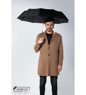 Marlux Siyah Hakiki Deri Baston Saplı Tam Otomatik Premium Lüks  Erkek Şemsiye M21MAR1003MR001