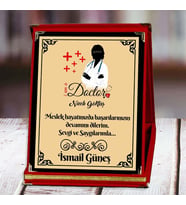 Doktor Baskılı Plaket (4. Tasarım)  Kişiye Özel (Kırmızı)