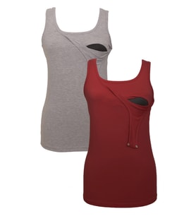 LuvmaBelly MYRA1501_1505 Emzirme atlet seti (Gri-Kırmızı)