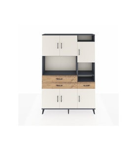 Arges Dolap 10 Raflı 3 Çekmeceli 6 Kapaklı 132x30x195 Antrasit-Aytaşı/Çam