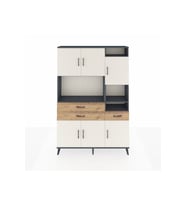 Arges Dolap 10 Raflı 3 Çekmeceli 6 Kapaklı 132x30x195 Antrasit-Aytaşı/Çam