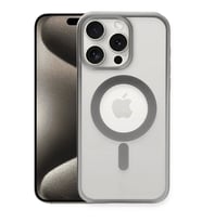 Newface Apple iPhone 15 Pro Kılıf Erozi Magsafe Kapak - Gümüş