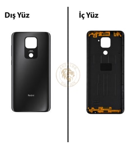 Xiaomi Redmi Note 9 Onix Siyahı Arka Pil Kapağı Batarya Kapağı Lazer Kesim Back Cover