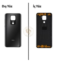 Xiaomi Redmi Note 9 Onix Siyahı Arka Pil Kapağı Batarya Kapağı Lazer Kesim Back Cover