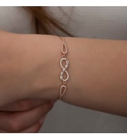 Gümüş Rose Baget Taşlı Sonsuzluk Bileklik