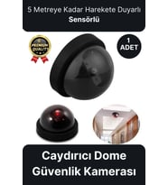 Deluxe 5 Metre Harekete Duyarlı Pilli Yanıp Sönen Kırmızı Işıklı Caydırıcı Dome Güvenlik Kamerası