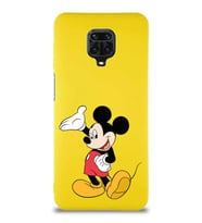 Xiaomi Redmi Note 9 Pro Soft Premier Kapak Mickey Mouse-C Tasarımlı Silikon Kılıf - Sarı (Şeffaf)