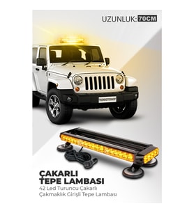 C9 4 Yönlü Turuncu 70 cm Acil Durum Ikaz Lambası 28 Farklı Modlu Vantuzlu Tepe Lambası 4 Way 54 LED