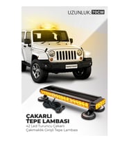 C9 4 Yönlü Turuncu 70 cm Acil Durum Ikaz Lambası 28 Farklı Modlu Vantuzlu Tepe Lambası 4 Way 54 LED