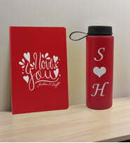 BK Gift Sevgiliye Özel İsimli Kırmızı Defter ve Cam Matara Hediye Seti-8, Sevgiliye Hediye, Sevgililer Günü, Yeni İş Hediyesi