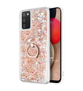 Microsonic Samsung Galaxy A02s Kılıf Glitter Liquid Holder Gold