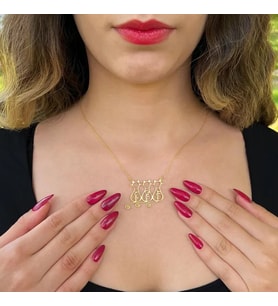 Kişiye Özel 925 Ayar Gümüş Üçüz Kedi İsim Kolye (Gold)